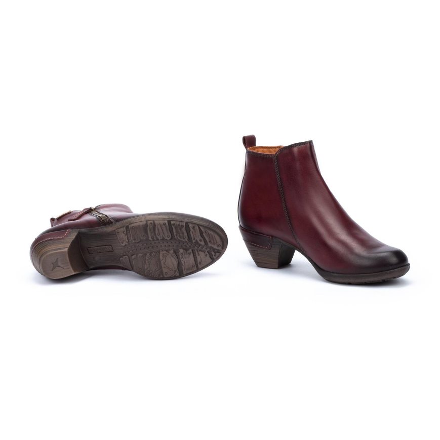 Women's Pikolinos ROTTERDAM Ankle Boots Dark Red | NZ W9230Q8